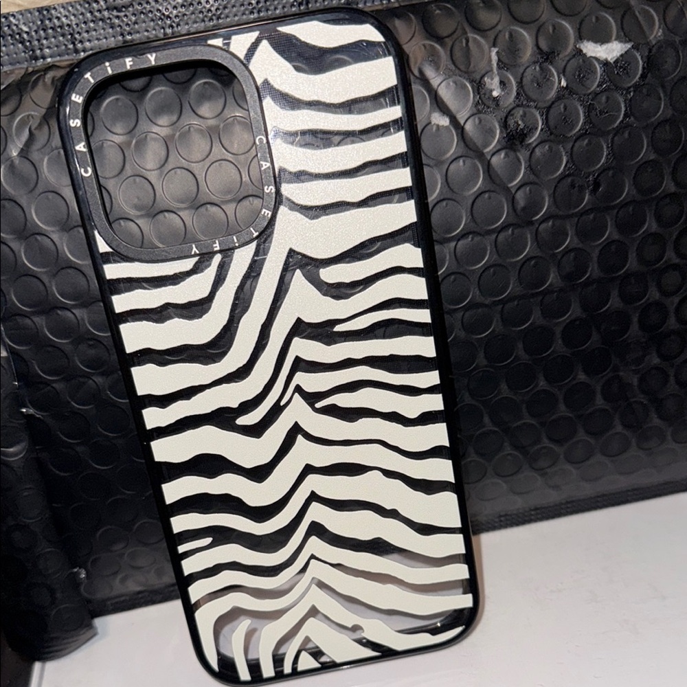 Casetify transparent Zebra Stripe iPhone 16 pro max case black & white